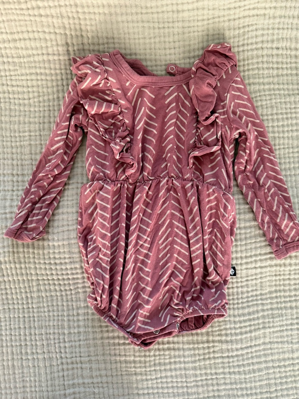 Kyte BABY Mauve Pink Long Sleeve Ruffle One-Piece Bodysuit